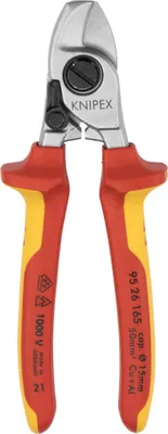 Obrázek produktu pro Knipex 95 26 165, Ruční řezačka kabelů, Červená, Žlutá, Ocel, Chrom, Červená, Žlutá, 1,5 cm, Německo