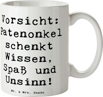 Produktbild von Mr. & Mrs. Panda Kaffeetasse Spruch Patenonkel Wissen Spaß - Weiß - Geschenk, Tasse, Patengeschenke, Geschenke, Becher, Familie, Patenschaft, Erziehung, Pott, handgemacht
