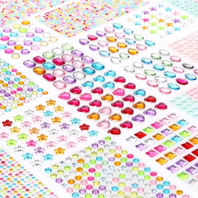 Selbstklebende Glitzersteine 1.782 Stück – bunte Strasssteine