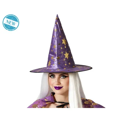 Immagine prodotto di Cappello da strega Atosa stelle viola viola Taglia unica