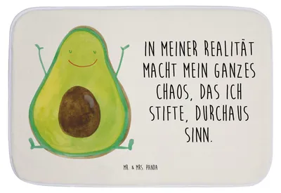 Produktbild von Mr. & Mrs. Panda Badezimmerteppich Avocado Glücklich - Weiß - Geschenk, Chaos, duschmatte, Badematte, Frucht, Badvorleger, Freude, Badteppich, Duschvorleger