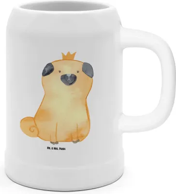 Produktbild von Mr. & Mrs. Panda Humpen Mops Krone - Weiß - Geschenk, Steinkrug, Königlich, Hund, Bier Seidel, Sprüche, Krug, Tonkrug, Allergisch