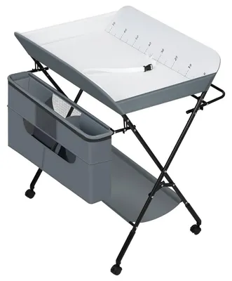 Image de Table à langer pliable avec plateau de rangement en métal et tissu Oxford | Gris
