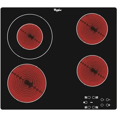 Image de Whirlpool AKT 8130 NE, Noir, Rouge, Encastrable, Céramique, Vitre céramique, 4 zone(s), 4 zone(s)