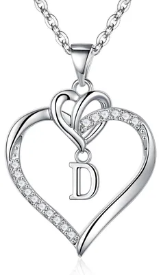 Produktbild von TINGN Halskette Damen Geschenke für Frauen, Silber Kette mit Buchstaben Herz Anh