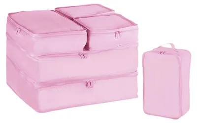 Productafbeelding van Omgoods - 6 Stuks Reizen Opbergzakken Set voor Koffers, Roze