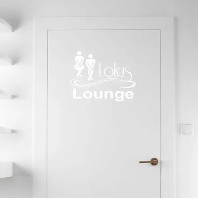 Produktbild von Wandtattoo - Wandaufkleber - Tür-/Wandtattoo "Lokus Lounge" - 60cm x 46cm Weiß - Dekoration Küche Wohnzimmer Wand