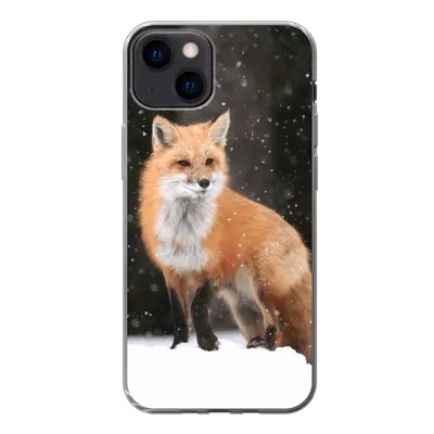Produktbild von MuchoWow® Handyhülle Schutzhülle Hülle für iPhone 13 Fuchs - Schnee - Winter Silikon Softcase Handy Hülle - Karteninhaber