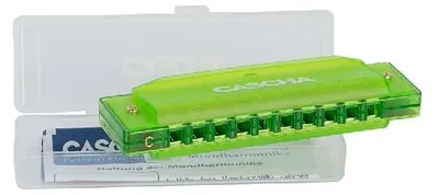 Produktbild von CASCHA Fun Blues Mundharmonika in C-Dur, 10-Loch, modernes Design, für Kinder und Erwachsene, grün