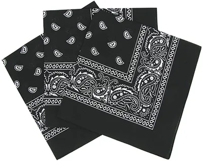 Produktbild von 3 Stück Bandana Kopftuch Halstuch Nickituch Biker Tuch Motorad Tuch verschied. Farben Paisley Muster, Schwarz