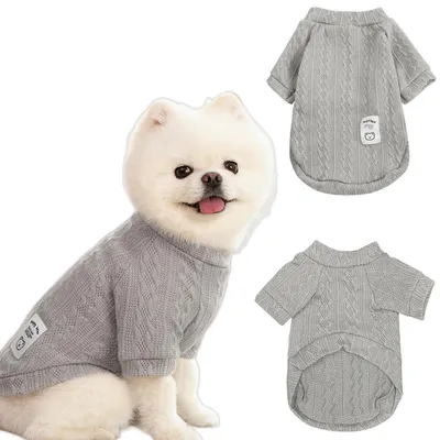 Immagine prodotto di Maglione per cani e gatti, colletto alto, grigio, taglia L