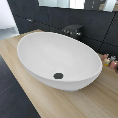 Zdjęcie produktu dla vidaXL Umywalka ceramiczna 40 x 33 cm owalna biała
