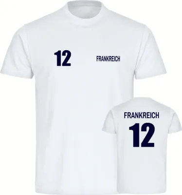 Produktbild von multifanshop Kinder T-Shirt - Frankreich - Trikot Nummer 12, weiß, Größe 128