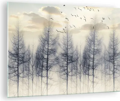 Produktbild von Bilder auf glas - Einteilig - Bäume Vögel Himmel - 70x50cm - Glasbilder - Wandbilder - Bilder - zum Aufhängen bereit - Wanddekoration aus Glas - Glas Bilder - Wandbild auf Glas - GAA70x50-4546