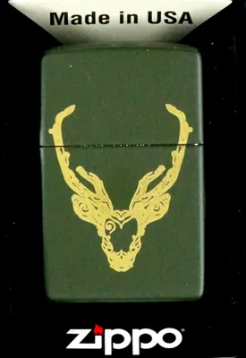 Obrázok produktu pre Zapa?ova? Zippo zelený matný Deer Design 60006862 s motívom jele?a