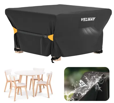 Obrázok produktu pre Poťah na záhradný nábytok Velway, vodotesný, odolný voči vetru, 125x125x74 cm, čierna farba
