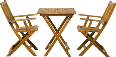Produktbild von Möbilia 3-tlg. Sitzgruppe aus Akazie | 2 Armlehnstühle, 1 Tisch | zusammenklappbar | natur | 31020000 | Serie GARTEN