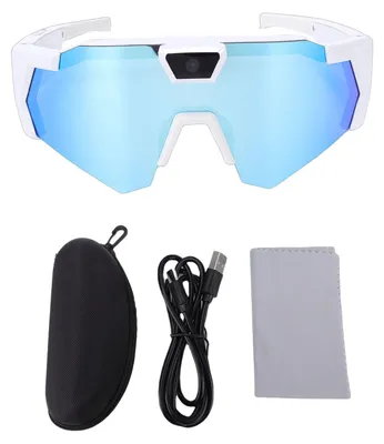 Immagine prodotto di Occhiali con videocamera HD 1080p, registrazione video, WiFi, occhiali da sole smart polarizzati per sport all'aperto e ciclismo, lenti blu