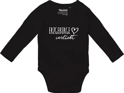 Produktbild von Huuraa Baby Body Erzgebirge verliebt 74 Black  Baumwolle Fairtrade Langarmbody Geschenkidee