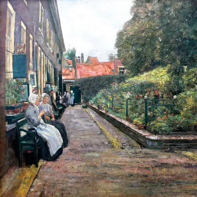 Obrázek produktu pro Max Liebermann Art Print Obraz - Stevenstift In Leiden, 1889 (70 x 70 cm)