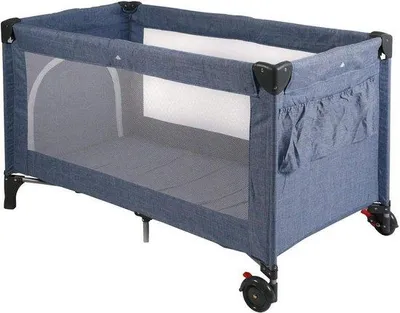 Produktbild von Reisebett LUXE mit Einhängeboden und Tragetasche - Neugeborene - Jeansblau - 12 kg