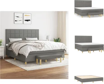 Produktbild von vidaXL Boxspringbett mit Matratze Dunkelgrau 160x200 cm Stoff -  Betten & Bettgestelle