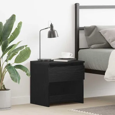 Productafbeelding van vidaXL Nachtkastje, zwart, eikenlook, 40 x 30 x 39 cm, houtvezel