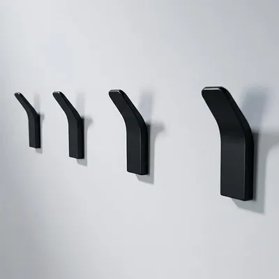 Produktbild von PolkaHome® Wandhaken Set 4er – Extra Starke Selbstklebende Handtuchhaken für Bad & Küche, Metall, Matt Schwarz, Ohne Bohren