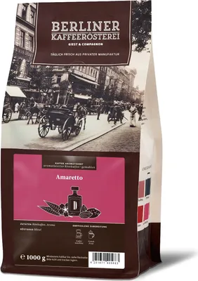 Produktbild von Berliner Kaffeerösterei - aromatisierter Kaffee Amaretto (1000g / Kaffeemaschine)