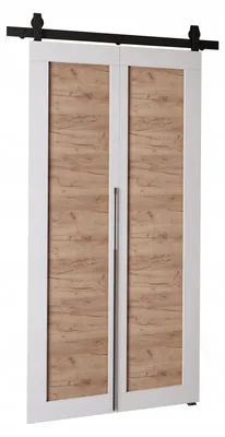 Produktbild von KierMoebel Schiebetür Komplettset QUDIO M1 Weiß + Craft 86x205x3,2 cm Wohnzimmer Schiebetür