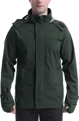 Zdjęcie produktu dla Kurtka przeciwdeszczowa męska Nieprzemakalna Oddychająca Z kapturem Kurtka outdoorowa Zielona XL