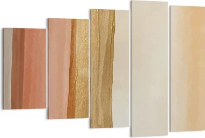 Produktbild von Bild auf Leinwand - Leinwandbild - 5 Teile - Gold Abstraktion Linien - 150x100cm - Wand Bild - Wanddeko - Wandbilder - Leinwanddruck - Bilder - Wanddekoration - Leinwand bilder - EG150x100-4739