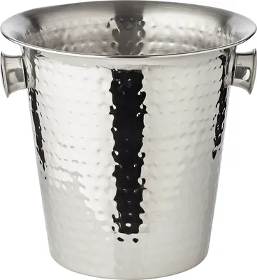 Image de Seau à champagne Joey avec poignées, acier inoxydable poli miroir, martelé, hauteur 22 cm, diamètre 22 cm