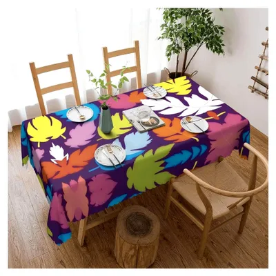 Produktbild von Bunte Tischdecke mit Unkrautmuster, vielseitig einsetzbar, 137,2 x 183,9 cm, wiederverwendbar, Esstischabdeckung für Hochzeiten und im Freien