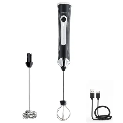 Produktbild von Mesko MS 4535 Elektrischer Milchaufschäumer 2-in-1, USB-C wiederaufladbar, 3 Geschwindigkeiten, Edelstahl, inkl. 2 Aufsätzen