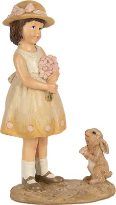 Image de Clayre & Eef Figurine de fille 15 cm Beige Polyrésine