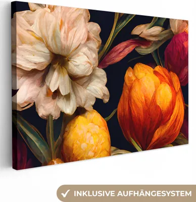 Produktbild von OneMillionCanvasses® - Leinwandbilder - 150x100 cm, Blumen - Pflanzen - Weiß, Wandbilder Kunstdruck Wanddekoration - Foto auf Leinwand - Gemälde auf Holzrahmen