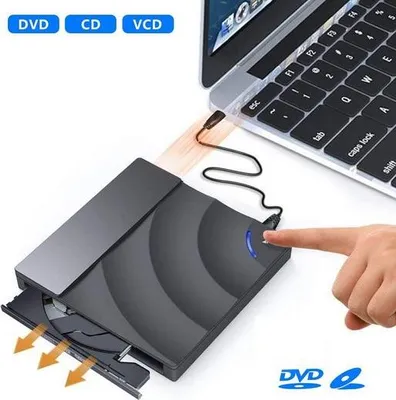 Produktbild von Externes CD DVD Laufwerk USB 3.0 + Typ-C, Slim Design, DVD Brenner, Für PC/Laptop