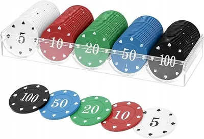Produktbild von 100 Professionelle Pokerchips 5 Farben mit Box