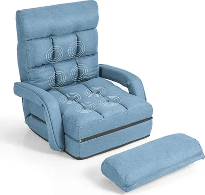 Produktbild von Dreamade Schlafsofa, klappbar & verstellbar, mit Bettfunktion, gepolstert, herausziehbarer Bezug, Blau, aus Leinen, Recycling-Baumwolle, Schwamm und Eisenrohr, 173 x 69 x 12 cm