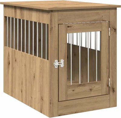 Image de vidaXL Cage pour chien style meuble chêne Artisan 55x80x68 cm Bois composite