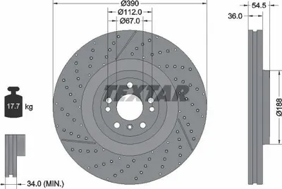Produktbild von 2x TEXTAR Bremsscheibe 92337005 passend für MERCEDES-BENZ M-Klasse (W166) 54 5mm