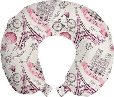 Produktbild von ABAKUHAUS Eiffel Reisekissen Nackenstütze, Blumenreise, Schaumstoff Reiseartikel für Flugzeug und Auto, 30x30 cm, Rose Schwarz Weiß