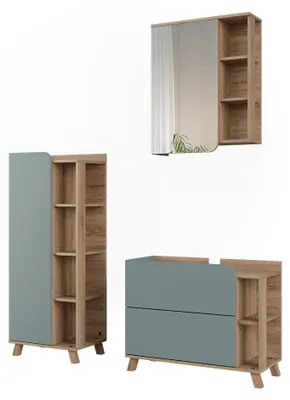 Produktbild von Badmöbel-Set Vicco Karen Blau/Sonoma 3 Teile, Model 65840