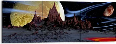 Produktbild von Bild auf Leinwand - Leinwandbild - Planeten Mond Universum - 150x50cm - Wand Bild - Wanddeko - Leinwanddruck - Bilder - Kunstdruck - Wanddekoration - Leinwand bilder - Wandkunst - CA150x50-2346