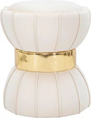 A studio shot of a cream and gold stool.