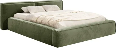 Obrázek produktu pro Selsey Tilves Low - Čalouněná postel 180x200 s postelovým boxem a roštem, velur, olivově zelená