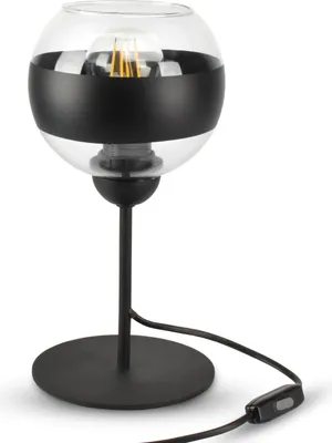 Produktbild von LUXOLAR Led Tischleuchte mit Schalter - Schwarz Glas Schreibtischlampe E27, 60W - Nachtlampe für Schlafzimmer