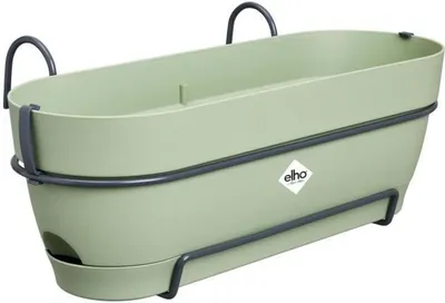 Produktbild von elho® Vibia campana Pflanzkasten Pistaziengrün 50 cm mit Halter allin1 - Kunststoff