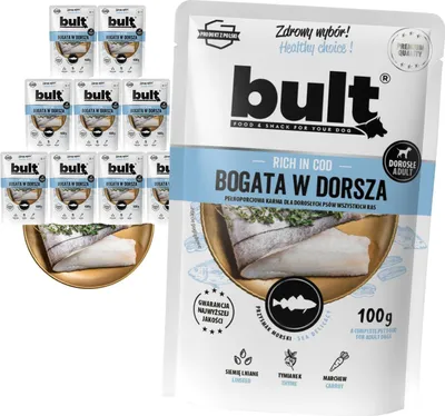 Produktbild von Bult | Feuchtigkeitsspendendes Futter für Hunde Dorsch - 10x100g - 75% Fleisch - Ohne Künstliche Zusätze - Hundefutter
